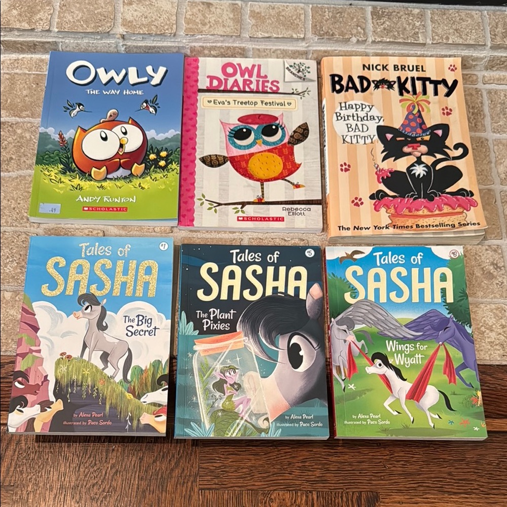 Paperback Book Bundle Owl Diaries, Bad Kitty & Sasha